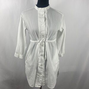 French Connection 100% Linen Long Sleeve Button Down Dress